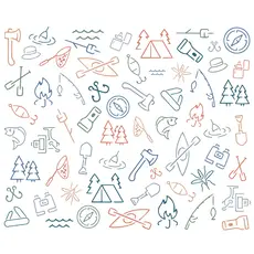 Creative Compass Insulated Camp Mug - Colorful Camping Icons