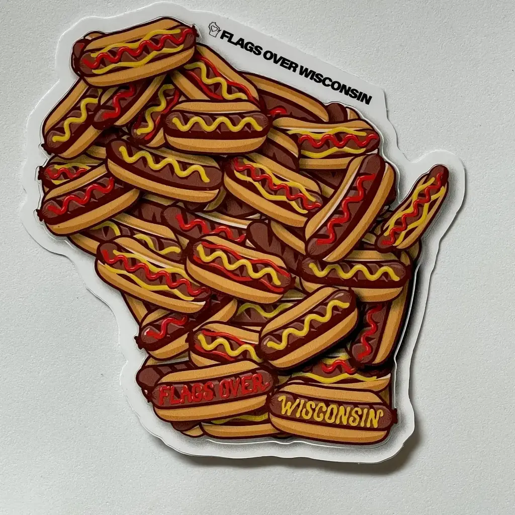 Flags Over Wisconsin Sticker - Wisconsin Brats Vinyl Sticker