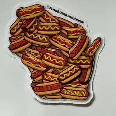 Flags Over Wisconsin Sticker - Wisconsin Brats Vinyl Sticker