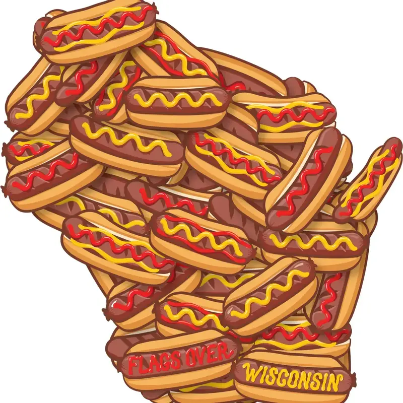 Flags Over Wisconsin Sticker - Wisconsin Brats Vinyl Sticker