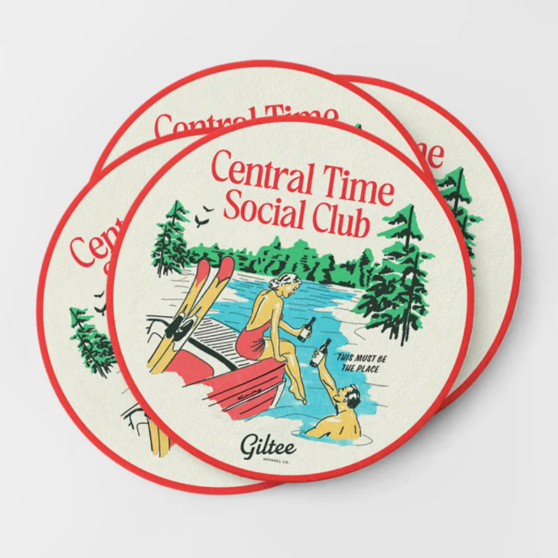 Giltee MKE Central Time Lake Souvenir Coasters (4 Pack)
