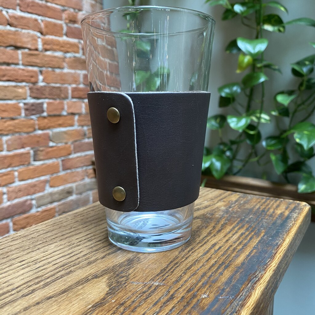 Pint Glass Sleeve  - Full Grain Leather - Slate