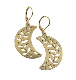 Dreamspirits Brass Moon with Vine Earring