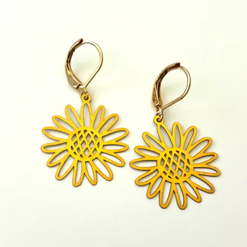 Dreamspirits Brass Sunflower Earrings