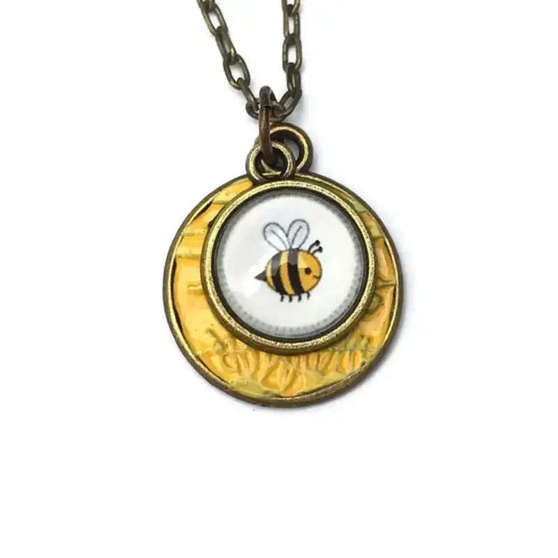 Dreamspirits Bumblebee Yellow Photo Glass Necklace