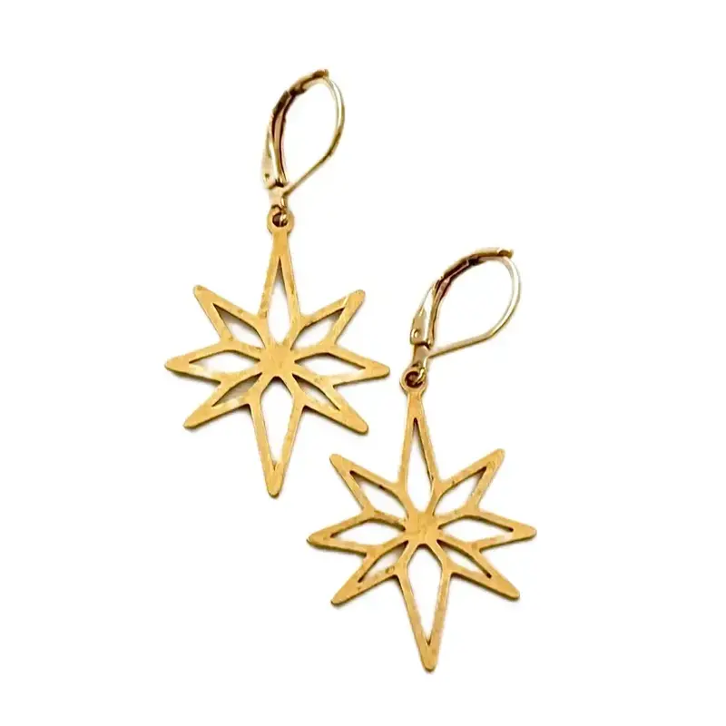 Dreamspirits Brass North Star Earrings