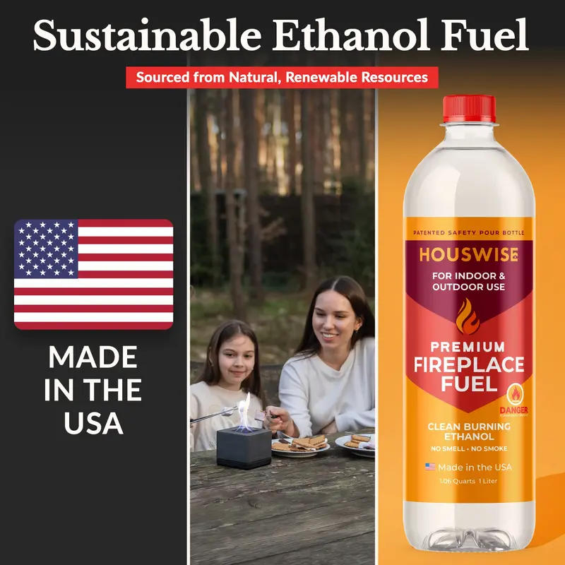 Houswise Bio Ethanol Fireplace Fuel - Smokeless Eco-Friendly Lighter