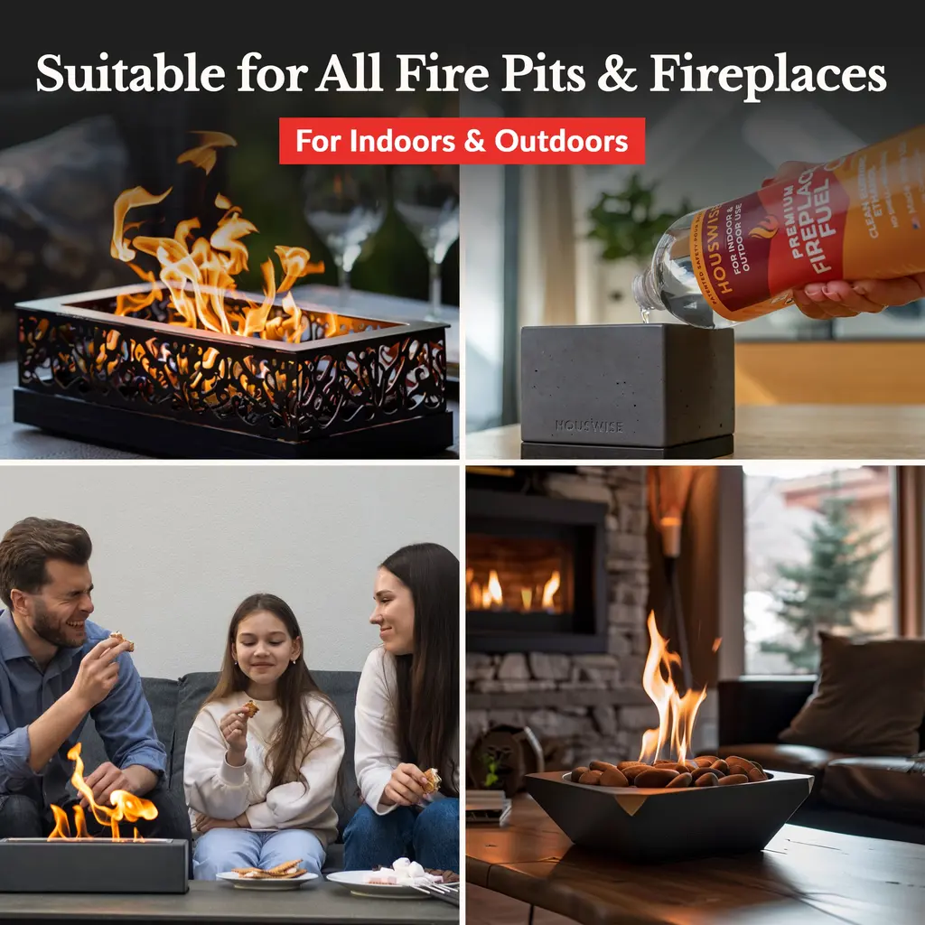 Houswise Bio Ethanol Fireplace Fuel - Smokeless Eco-Friendly Lighter