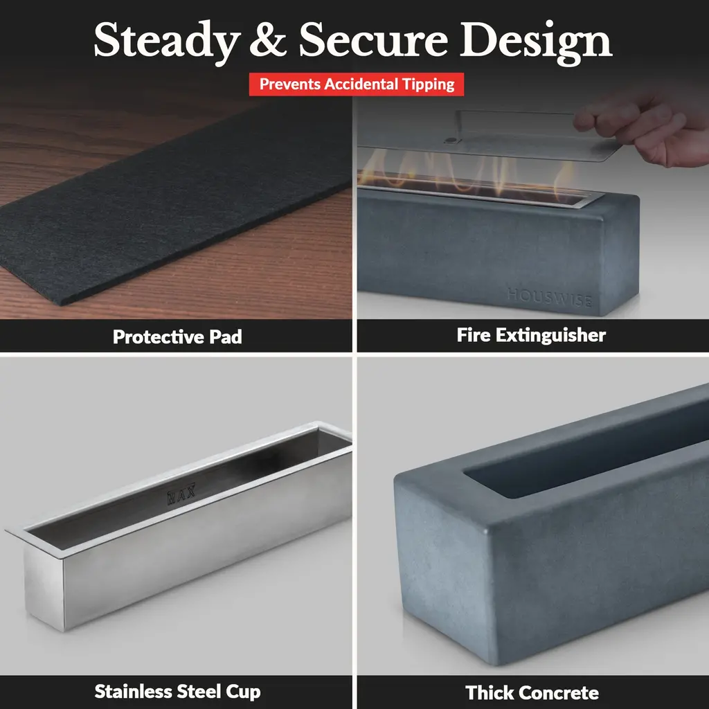 Houswise Rectangle Tabletop Portable Smokeless Fire Pit