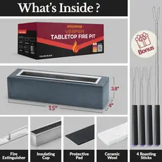 Houswise Rectangle Tabletop Portable Smokeless Fire Pit