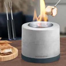 Houswise Round Tabletop Compact Portable Smokeless Fire Pit - Light Gray
