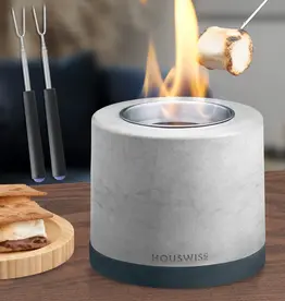 Houswise Round Tabletop Compact Portable Smokeless Fire Pit - Light Gray