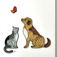 Iconic Quilling Quilling Greeting Card Cat and Dog