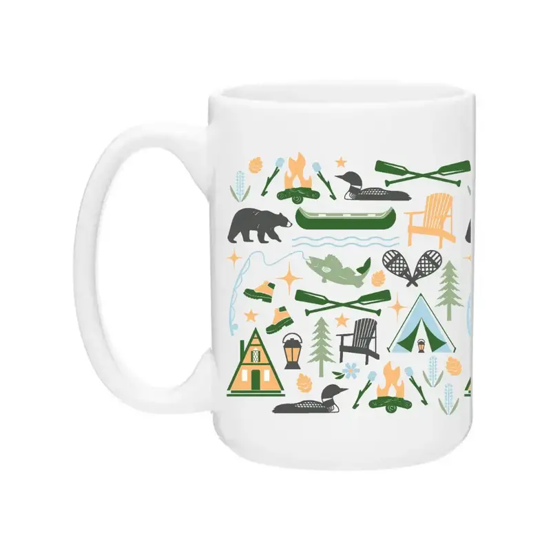 Creative Compass Ceramic Coffee Mug - Up North Icons