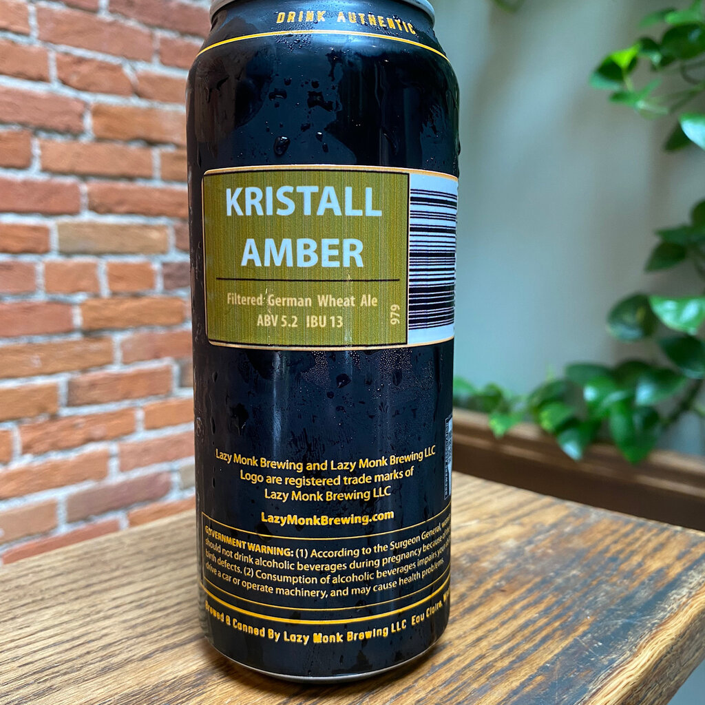 Lazy Monk Brewing Lazy Monk Beer - Kristall Amber Weiss Can (16 oz.)