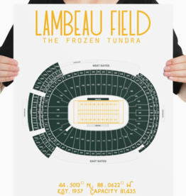 Stadium Prints by BTB Lambeau Field Stadium Poster-Team Colors on White