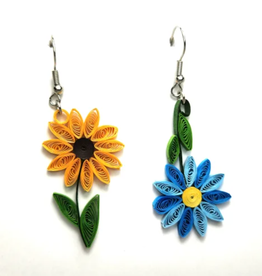 Iconic Quilling Quilling Earrings - Yellow and Blue Flower