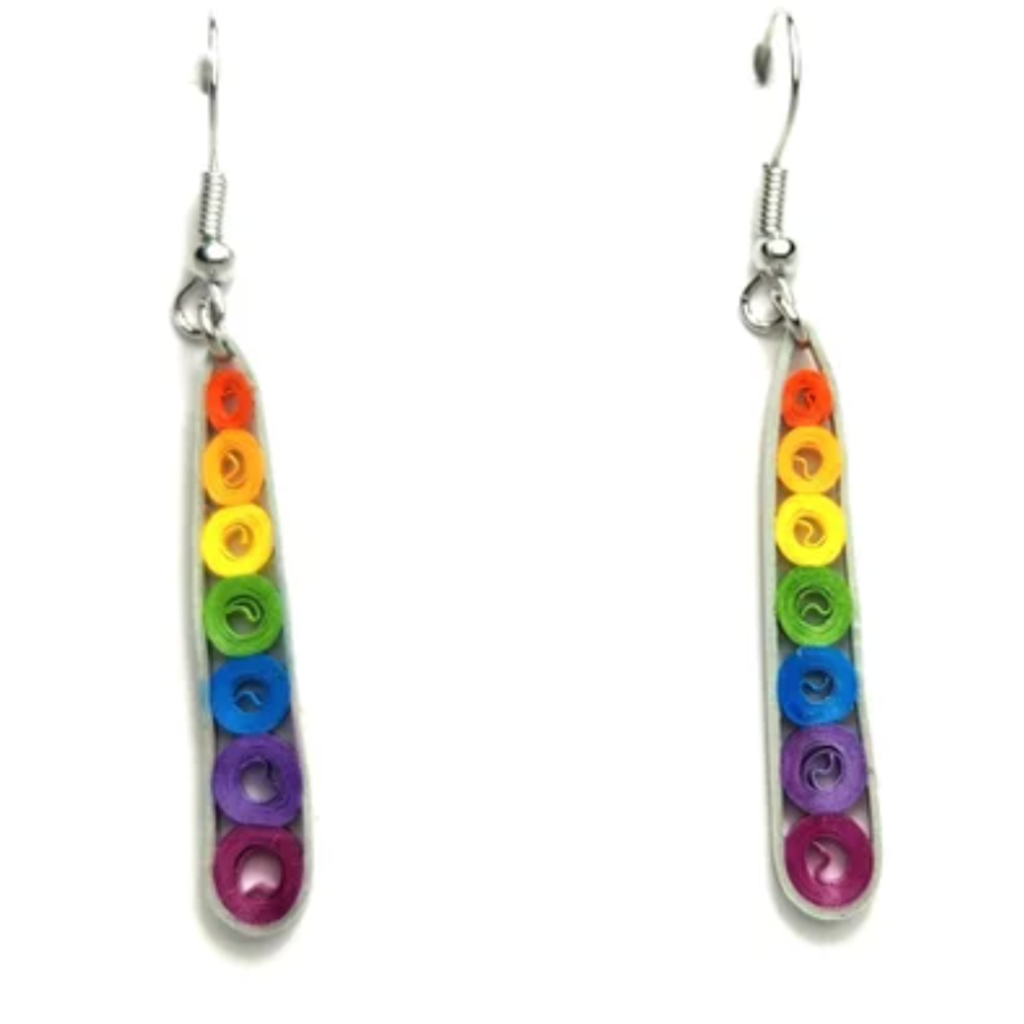 Iconic Quilling Quilling Earrings - Rainbow Icicle