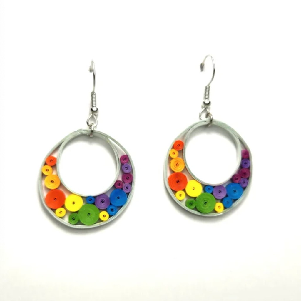 Iconic Quilling Quilling Earrings - Rainbow Circle