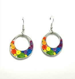 Iconic Quilling Quilling Earrings - Rainbow Circle