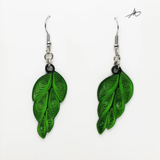 Iconic Quilling Quilling Earrings - Green Leaf