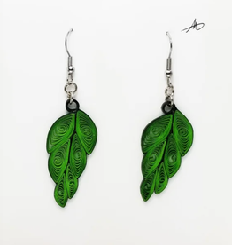 Iconic Quilling Quilling Earrings - Green Leaf