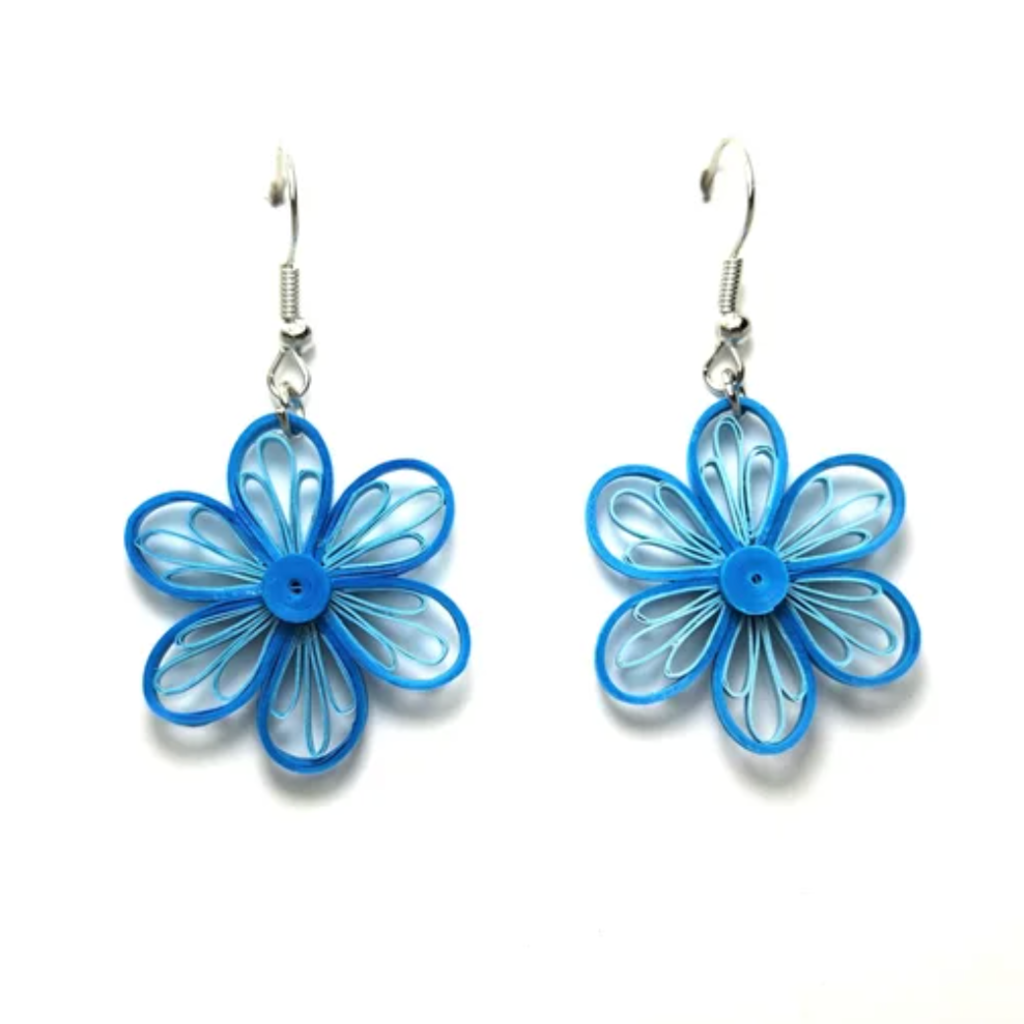 Iconic Quilling Quilling Earrings - Blue Flower