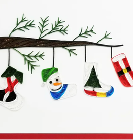 Iconic Quilling Holiday Quilling Greeting Card - 4 Holiday Stockings