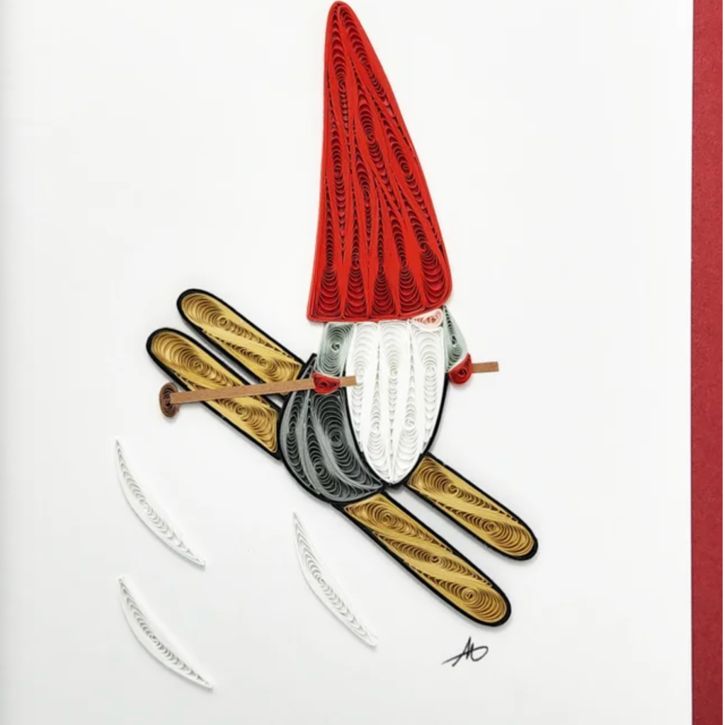 Iconic Quilling Holiday Quilling Greeting Card - Skiing Gnome