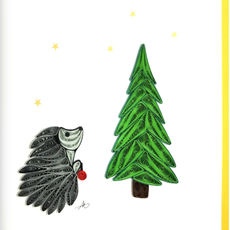 Iconic Quilling Holiday Quilling Greeting Card - Hedgehog with Christmas Tree