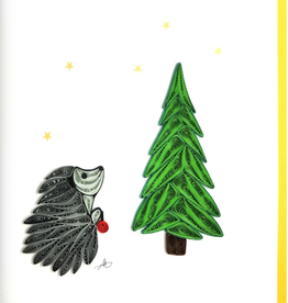 Iconic Quilling Holiday Quilling Greeting Card - Hedgehog with Christmas Tree