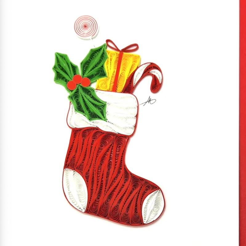 Iconic Quilling Holiday Quilling Greeting Card - Christmas Stocking