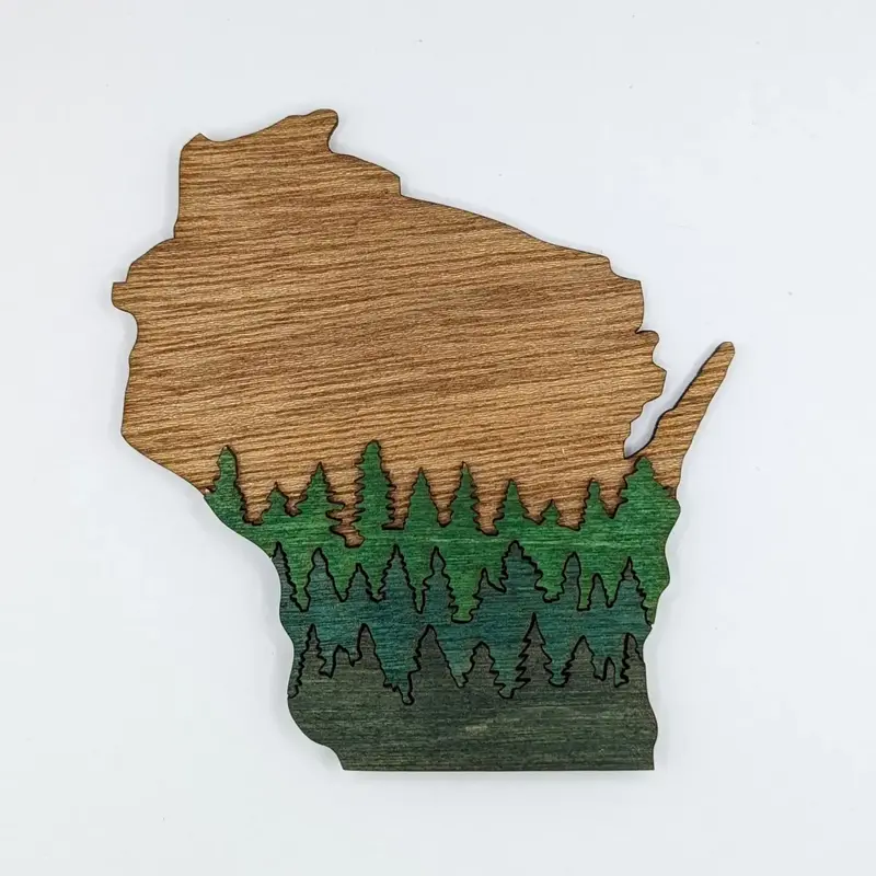 Knit and Nailed Wisconsin Wood Magnet Art 5"