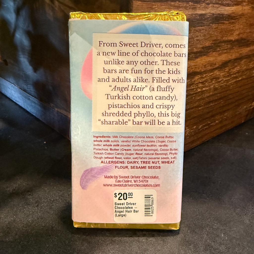 Sweet Driver Chocolates Sweet Driver Chocolates - Angel Hair Bar (Large)
