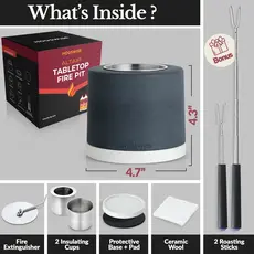 Houswise Round Tabletop Compact Portable Smokeless Fire Pit - Light Gray