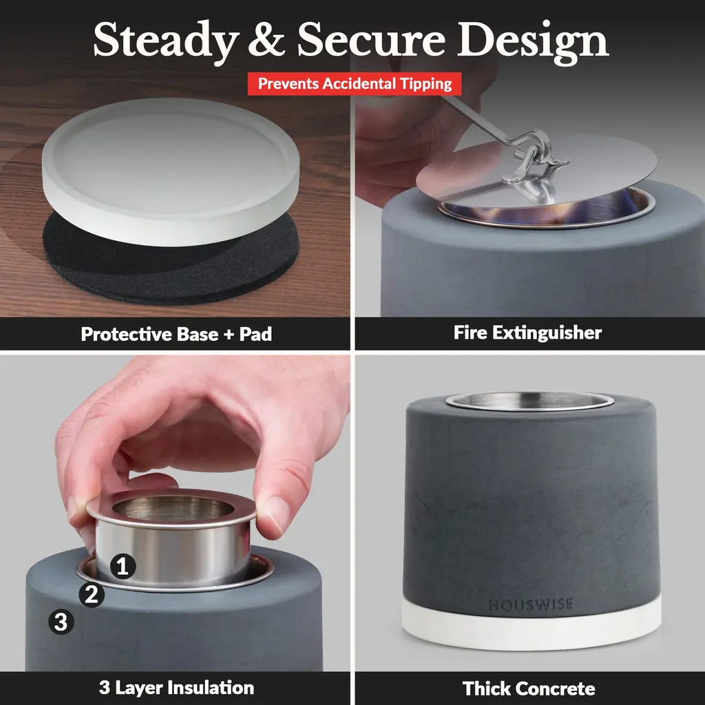 Houswise Round Tabletop Compact Portable Smokeless Fire Pit - Light Gray