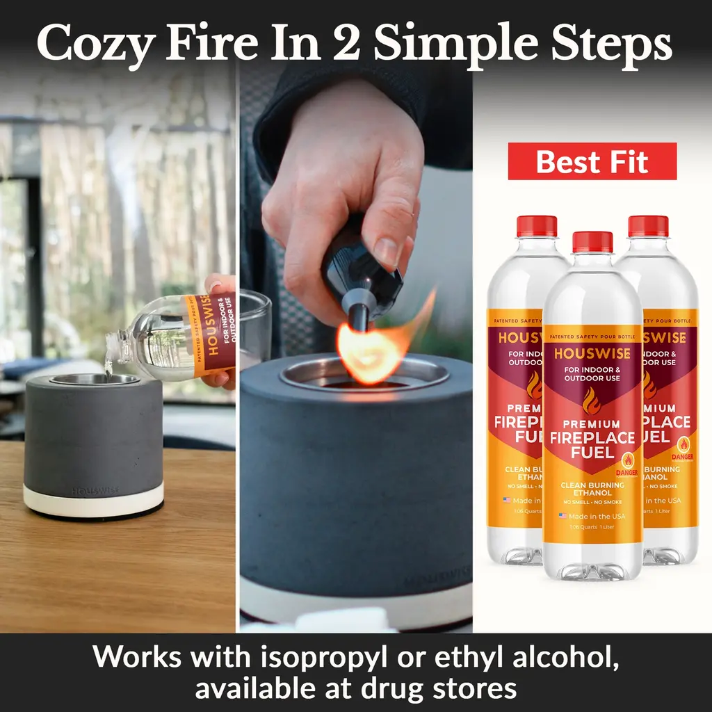 Houswise Round Tabletop Compact Portable Smokeless Fire Pit - Light Gray