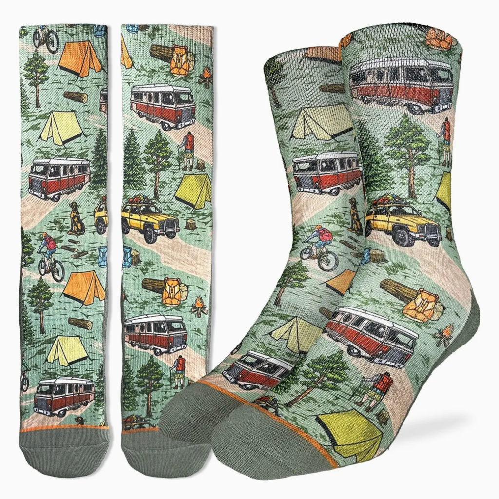 Good Luck Sock Crew Socks - Vintage Camping Trip (Size 8-13)