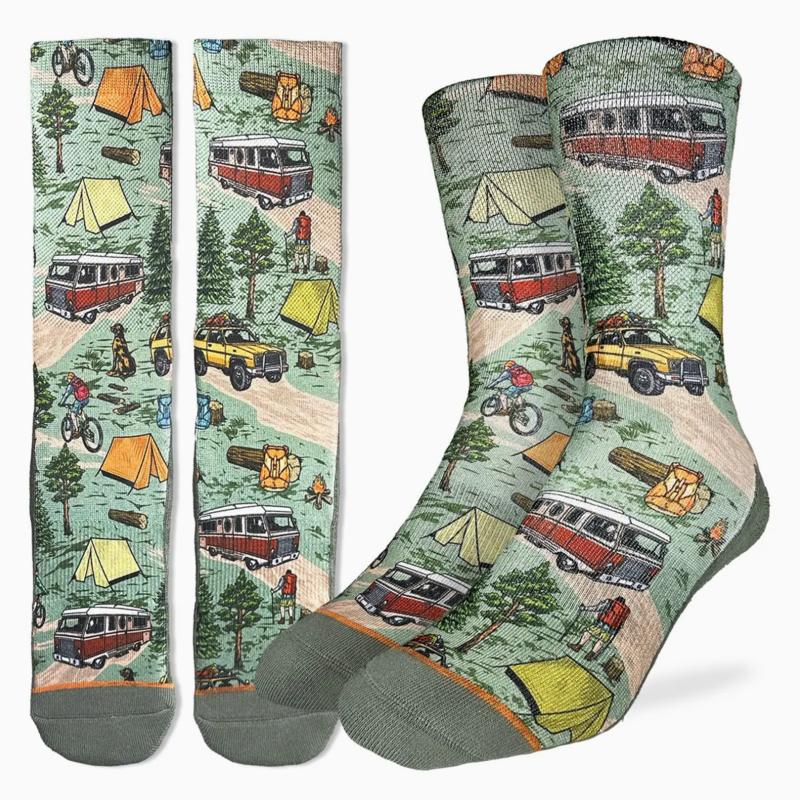 Good Luck Sock Crew Socks - Vintage Camping Trip (Size 8-13)