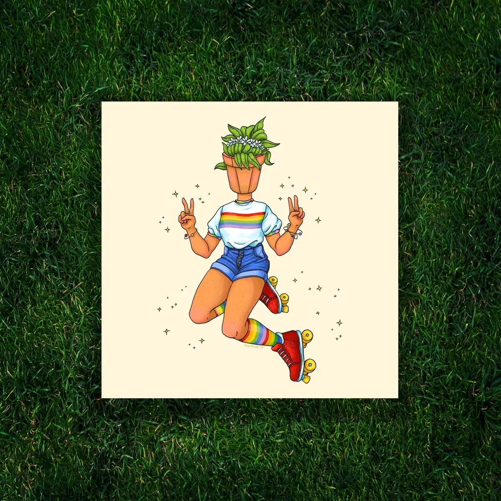 Kayla Marie Nyre Pothead Print - "Rainbow Skate" (8x8)
