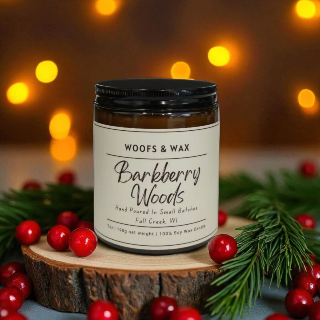 Woofs and Wax Woofs and Wax Candle 7oz Barkberry Woods