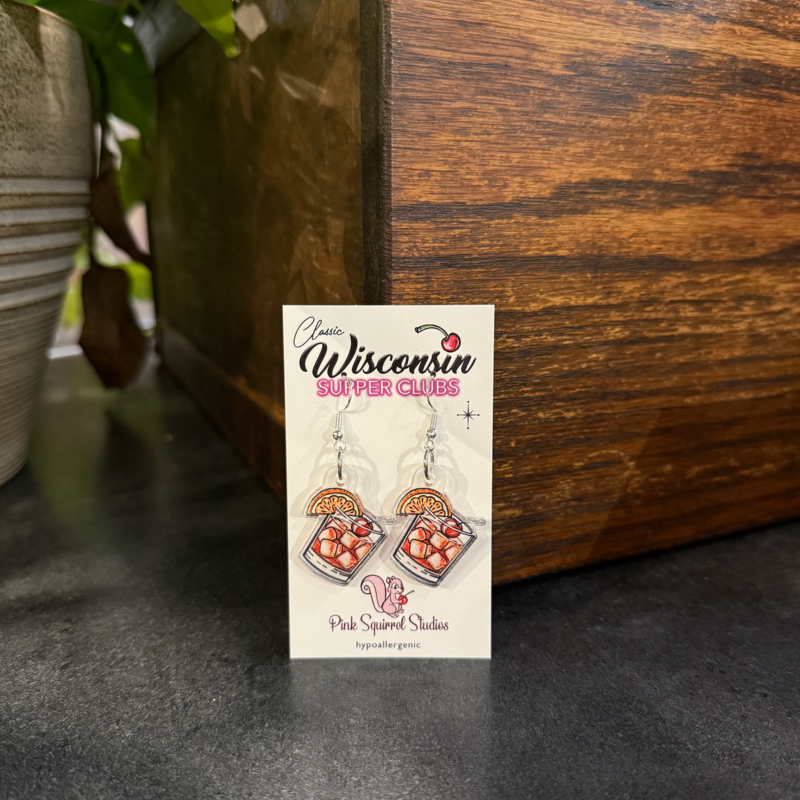 Pink Squirrel Studios Old Fashioned Earrings (Plastic)