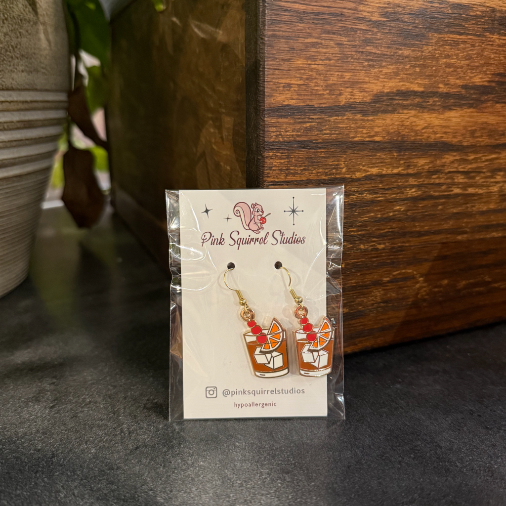 Pink Squirrel Studios Old Fashioned Earrings (Enamel)