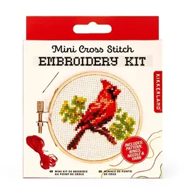 Kikkerland Cardinal Mini Cross Stitch Embroidery Kit