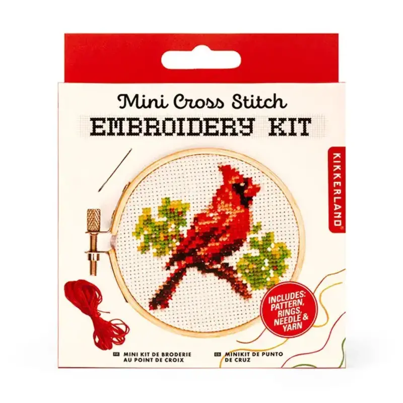 Kikkerland Cardinal Mini Cross Stitch Embroidery Kit