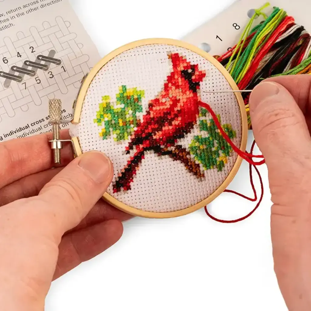 Kikkerland Cardinal Mini Cross Stitch Embroidery Kit