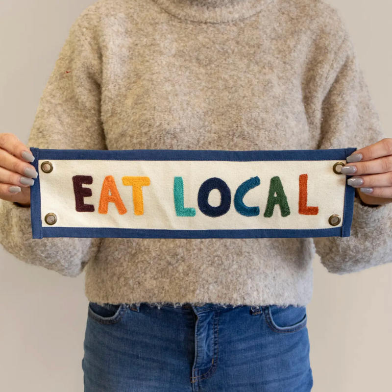 1canoe2 Eat Local Embroidered Canvas Banner