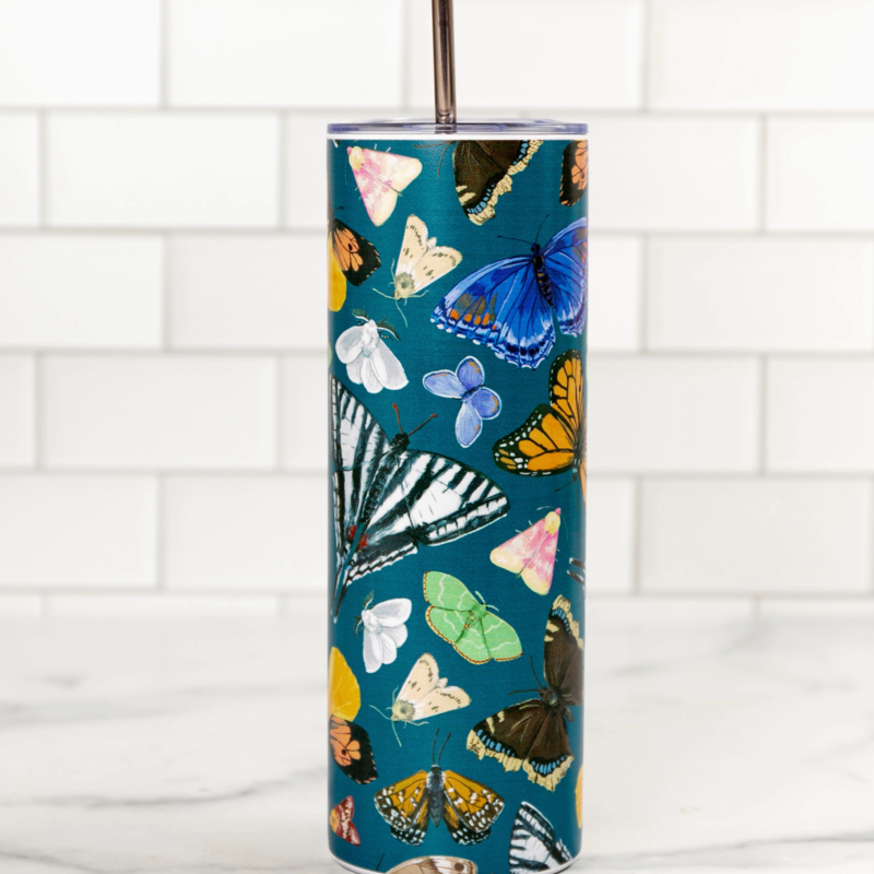 1canoe2 Flutter Friend Butterfly 20oz Stainless Steel Skinny Tumbler