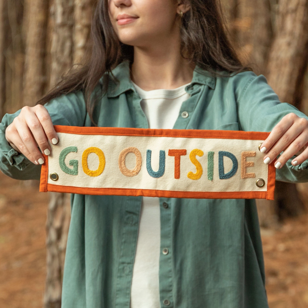 1canoe2 Rainbow Go Outside Embroidered Canvas Banner