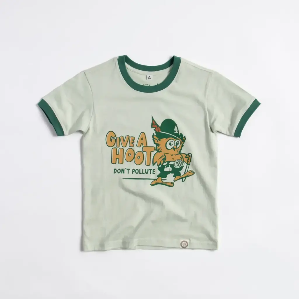 The Landmark Project Give A Hoot, Don't Pollute Youth Ringer Tee